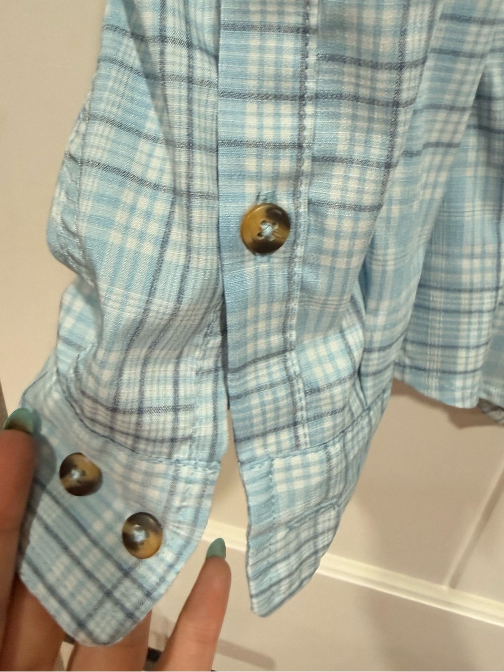 L.L.Bean Men’s XL Vented Fishing Shirt Light Blue Plaid Button Up - Picture 7 of 8